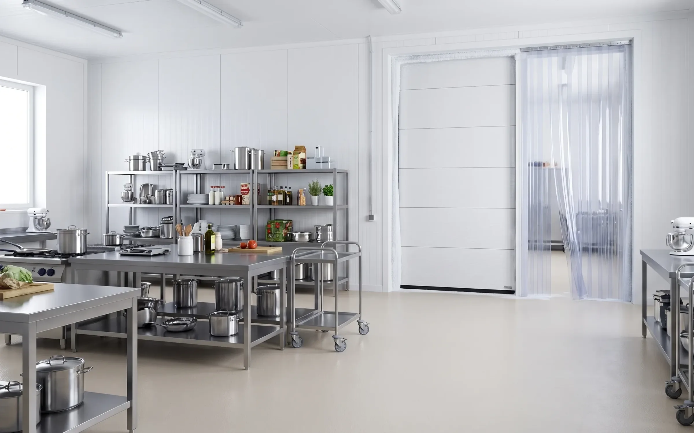 Porte sectionnelle Hörmann SPU 67 Thermo pour congélateur professionnel -20 °C en cuisine centrale