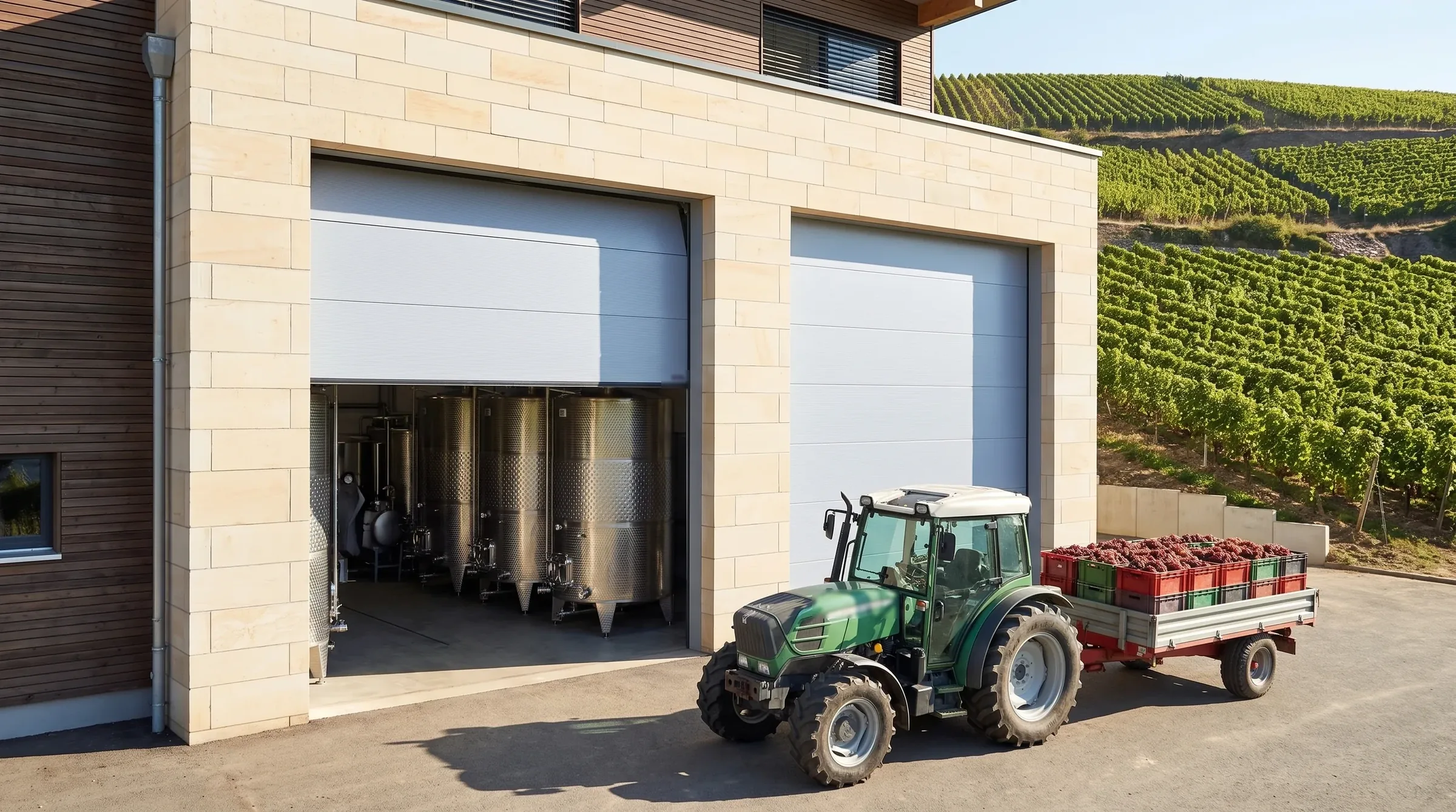Chai viticole de la Moselle avec portes sectionnelles industrielles Hörmann