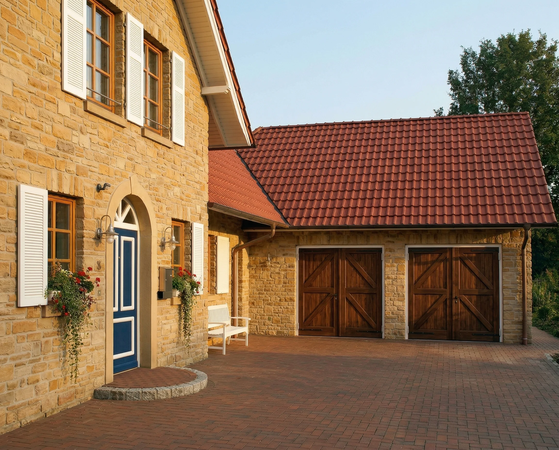 Porte de garage battante traditionnelle en bois