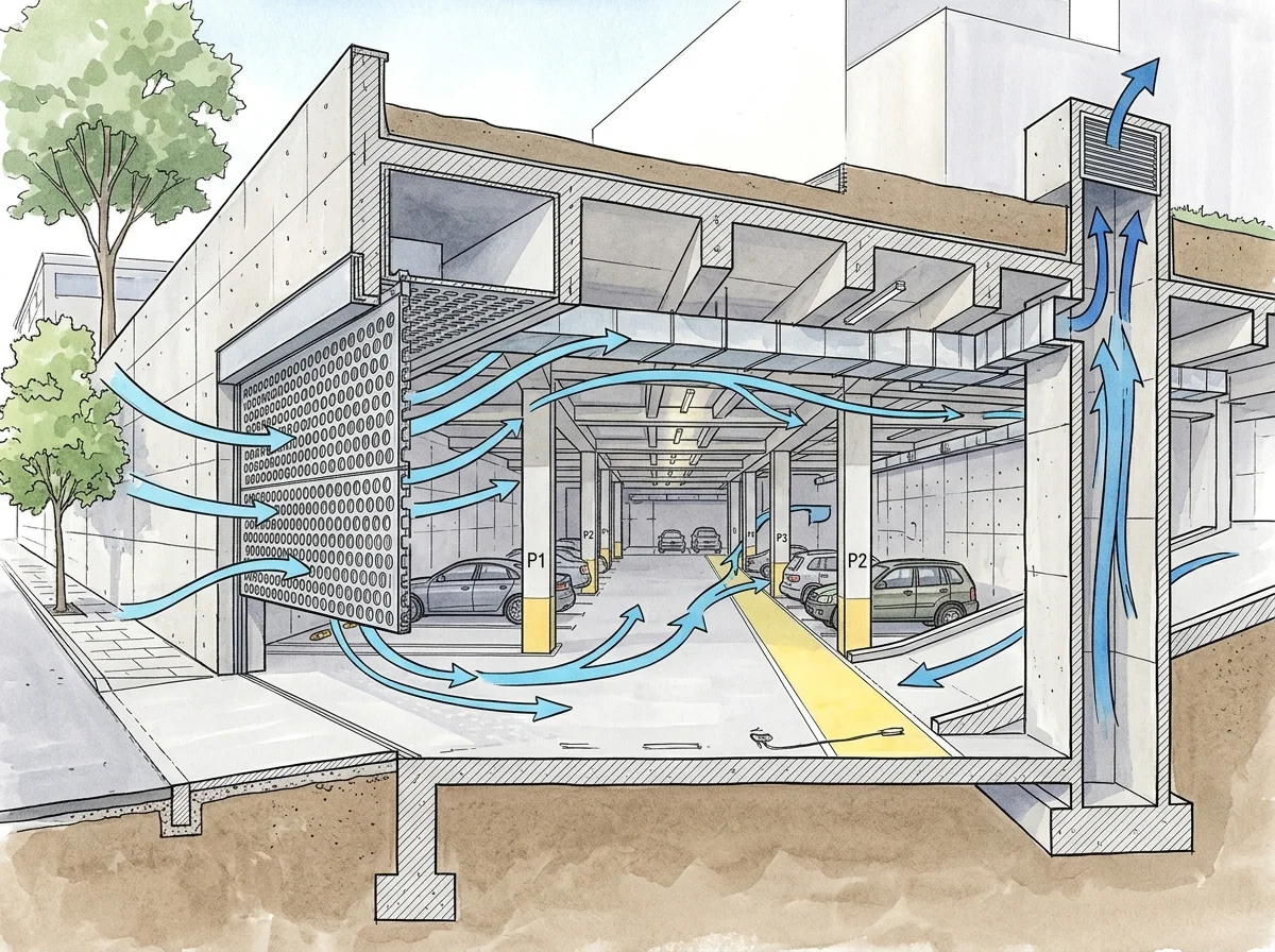 Ventilation réglementaire des parkings souterrains au Luxembourg