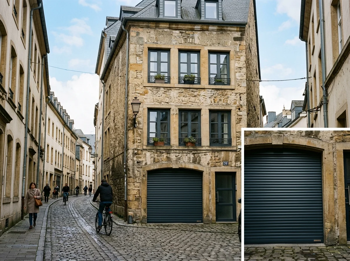 Petite maison urbaine Luxembourg avec porte de garage enroulable compacte
