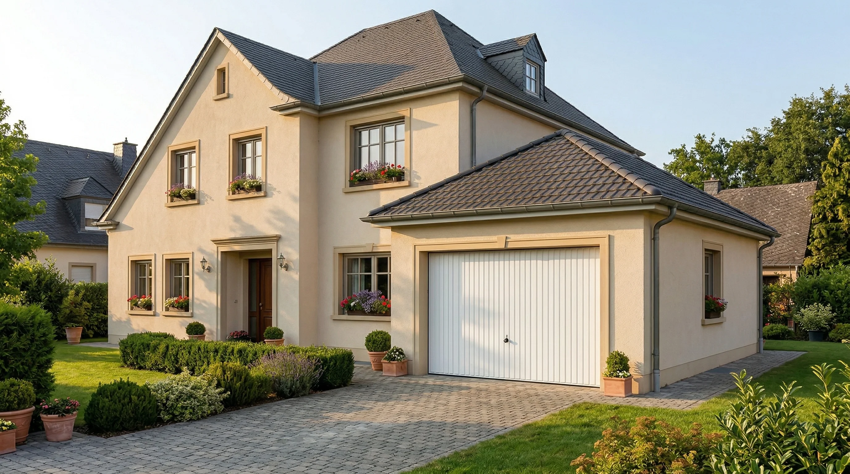 Porte de garage basculante Hörmann Berry N80 blanche au Luxembourg